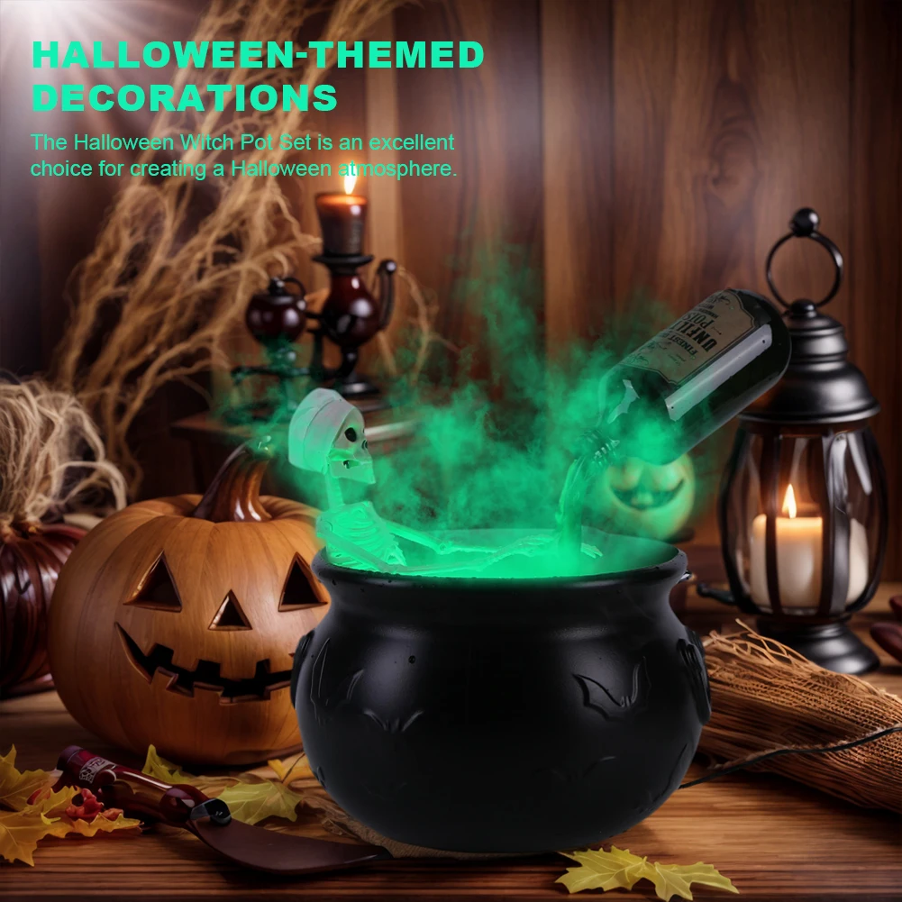 Halloween Decor Outdoor Large Witch Cauldron on Tripod with Lights Candy Bucket Halloween Bonfire Horror Carnival Party Decor 20
