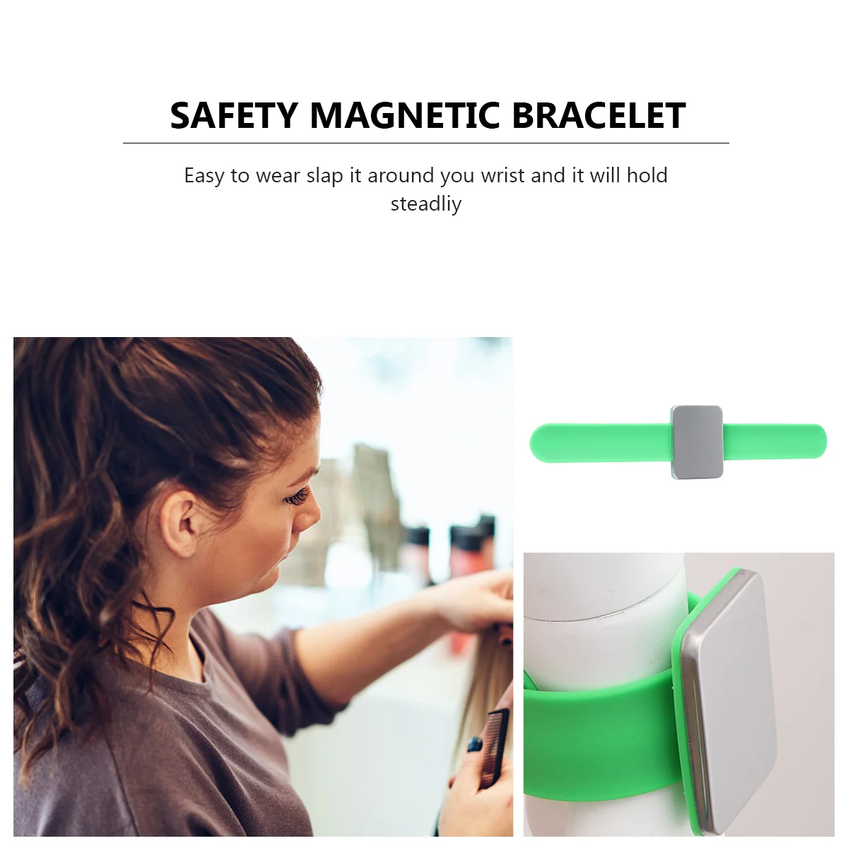 Hair Braiding Tool Magnetic Tool Curling Rings Hair Metal Magnetic Wristband  Pin Cushion Silica Gel Bobby Wristband Holder - AliExpress