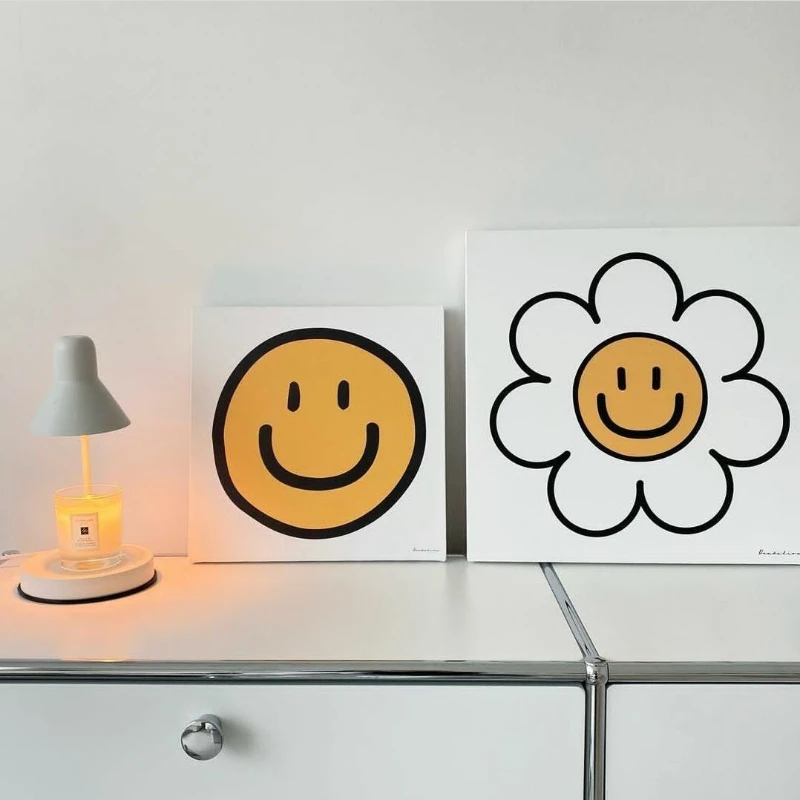 

Home Decoration Hanging Picture Yellow Smiling Face Room Decoration Sunflower Symbol Modern Living Room Frameless Painting