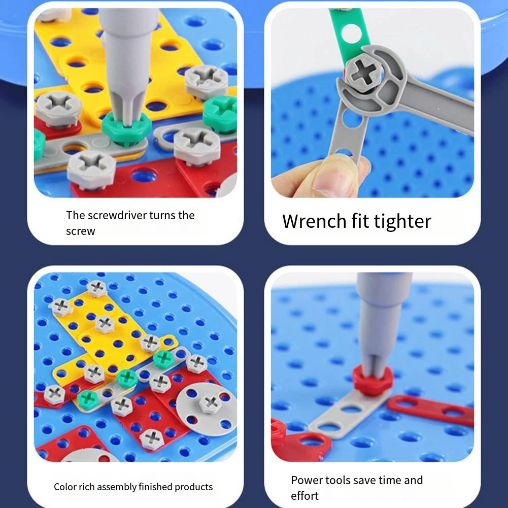 Educational Construction Engineering Toys with Electric Drill Building Block Games Tool Toy Creative Kids DIY Learning Toys