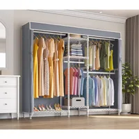 V6C Heavy Duty Covered Clothes Rack Portable Wardrobe Closet, 5 Tiers Wire Garment Rack White Metal Clothing Rack 1