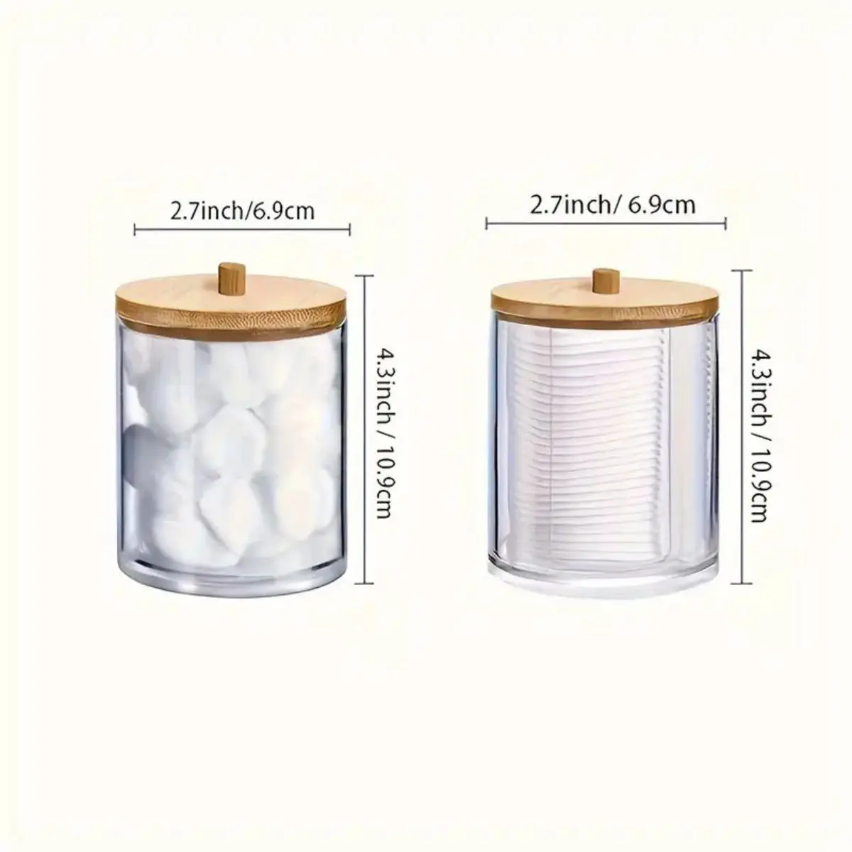 Bamboo-Lid Cotton Swab Holder - Versatile Plastic Storage Box for Makeup, Dental Floss & More 6