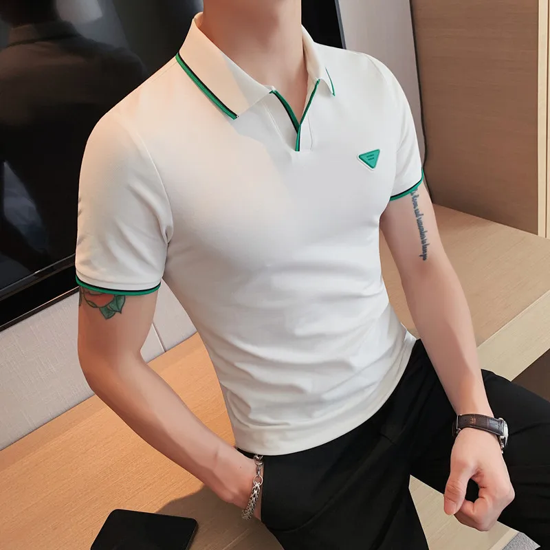 

Polo Shirt Men Summer Stritching Men's Shorts Sleeve Polo Business Clothes Luxury Men Tee Shirt Brand Polos M-4XL