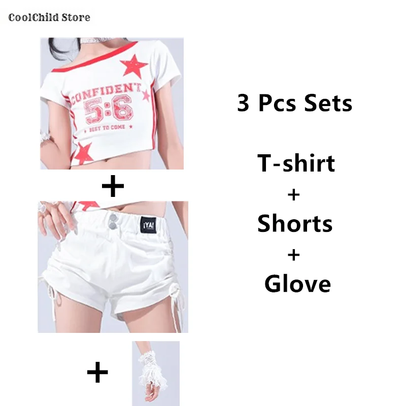 Flyself Meisjes Kpop Stray Kids Crop Top T-Shirt Shorts Set Flyself Meisjes Kpop Stray Kids Crop Top T-Shirt Shorts Set