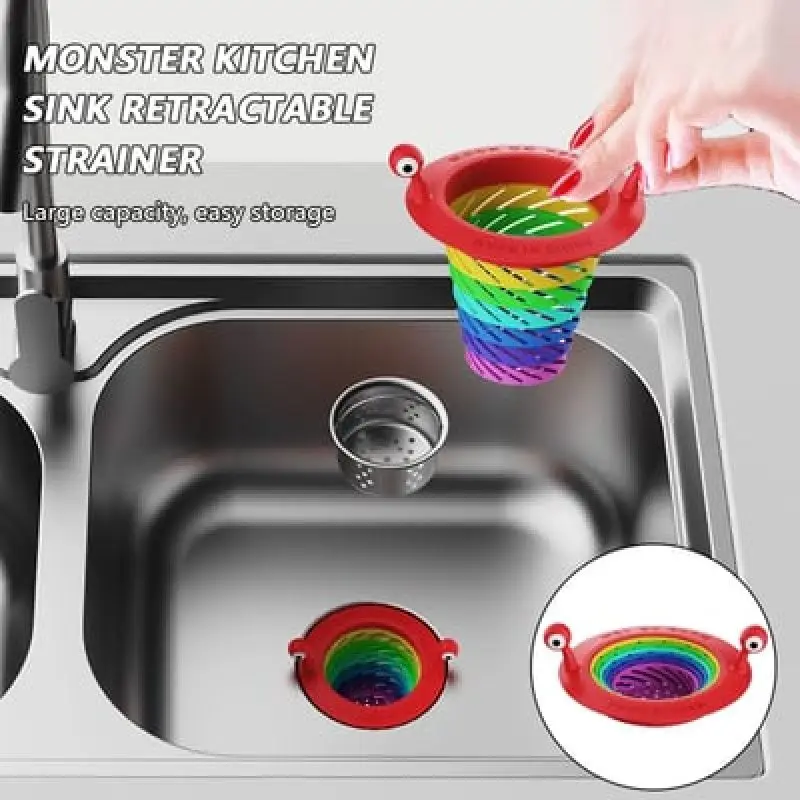 

Rainbow Floor Drain Filter Mesh Easy to Drain Free to Stretch Durable Kitchen Food Slag Bathroom Mesh Cleaner Hair Catcher Stop
