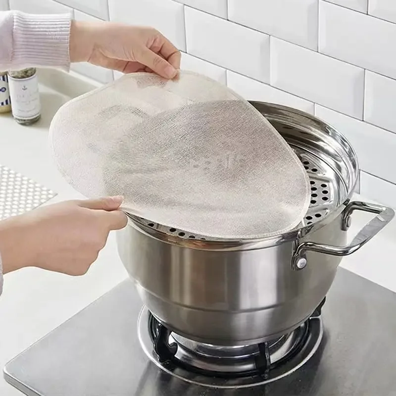 5Pcs 28CM Pure Cotton Steamer Cloth Household Drawer Cloth Steamed Rice And Bun Mat Round Cotton Gauze Kitchen steamer cloth