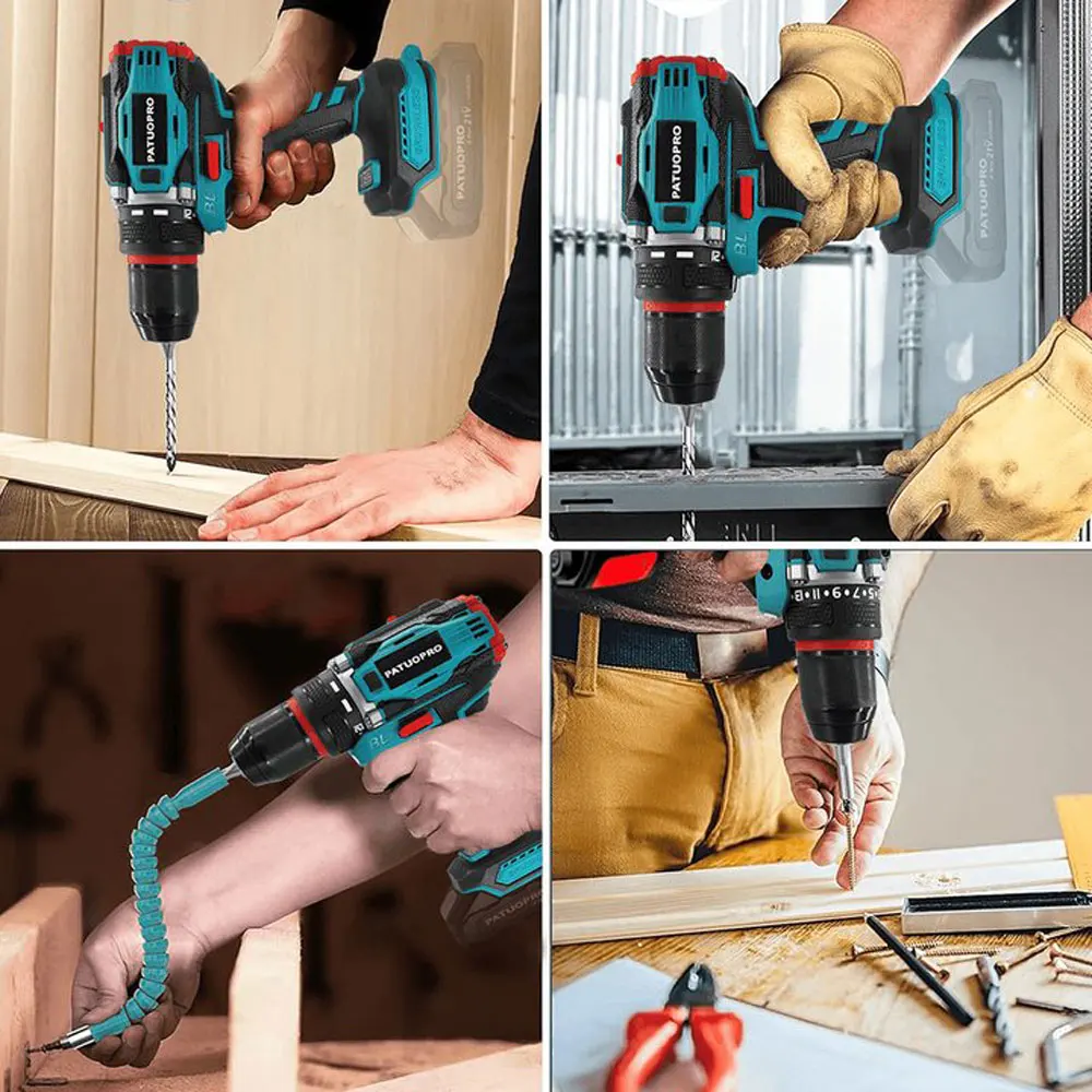 PATUOPRO 10mm Cordless Brushless Electric Drill 2-Speed Metal Chuck Screwdriver Home DIY Tool For Makita 18V Battery(No Battery) 6