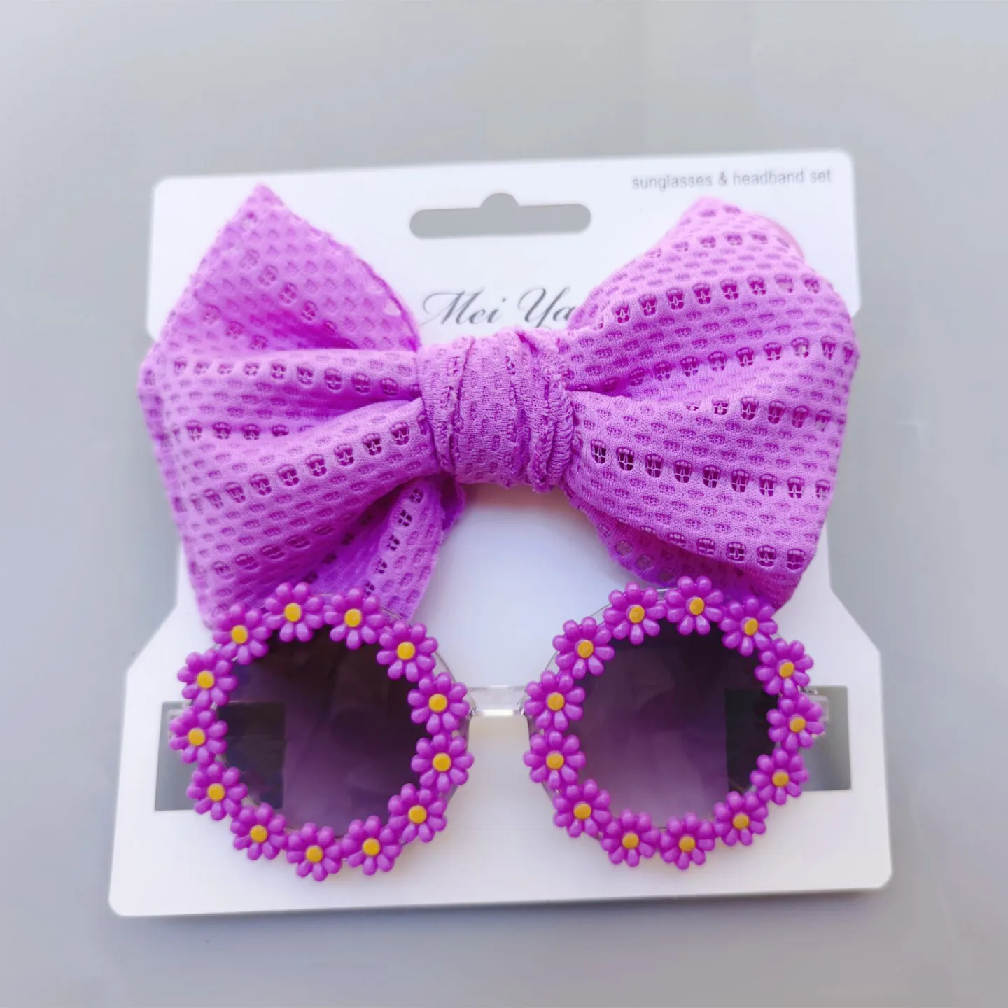 Childrens Daisy Sunglasses And Bow Headband Set For Summer_voghion.com