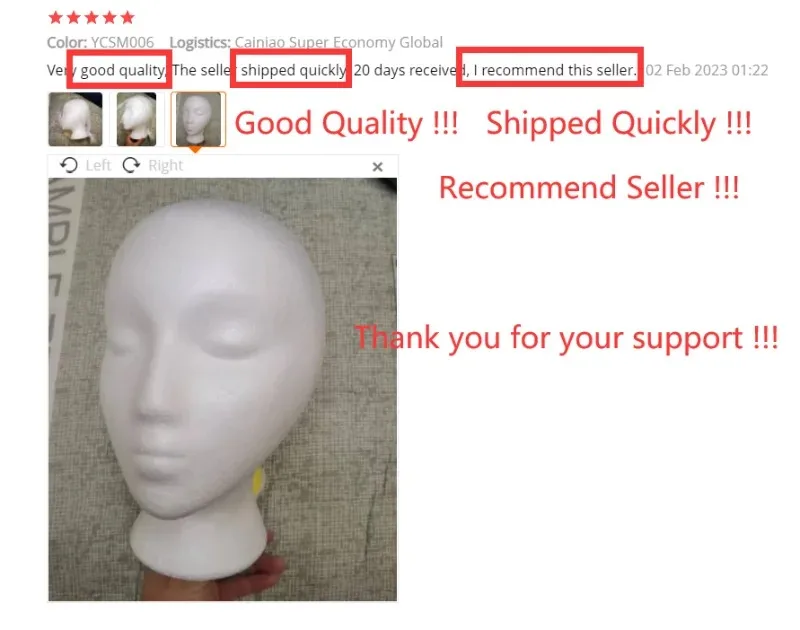 Description Picture 4 of itemNEW 1PCS Female Styrofoam Foam Mannequin Manikin Head Model Hat Glasses Wig Display Male Foam Mannequin Head Holder Stand Rack