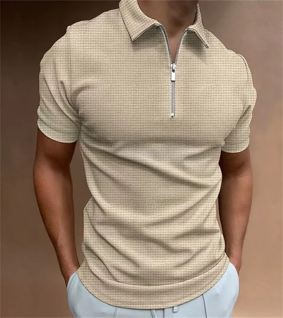 2022 New Zip Polo Shirt Men's Cotton Short Sleeve T-Shirt High Quality Slim  Fit Casual Golf Polo