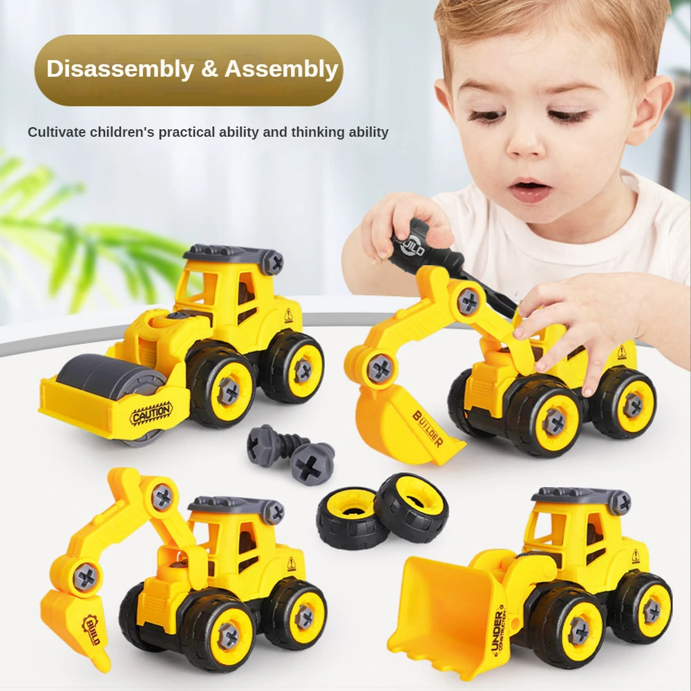 Engineering Vehicle Toys Kids Construction Excavator Tractor Bulldozer Fire Truck Models DIY Screw Game Boys Toys Children Gifts soft eva children electric burst toy gun 80 fire soft bullet gun outdoor parent child toy soft bullet plastic cs gun toy pistol