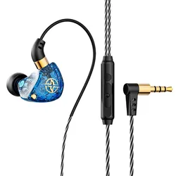Deep Bass In - Ear Wired Earphones with Elbow Design (Blue)