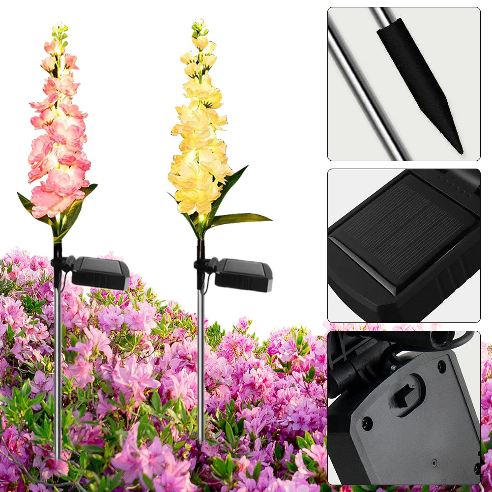 태양열 야외 조명, IP65 방수 태양열 Delphinium LED 조명, 두 가지 조명 모드, 마당 장식 및 어머니 선물, 2 개, 4 개