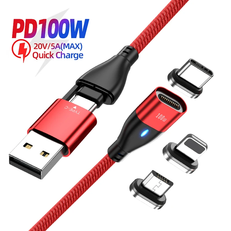 Магнитный зарядный кабель PD, 5 А, USB C на Type C Micro usbc, 6 в 1, магнитный кабель для передачи данных телефона для iPhone, Xiaomi, Samsung, Macbook, 100 Вт