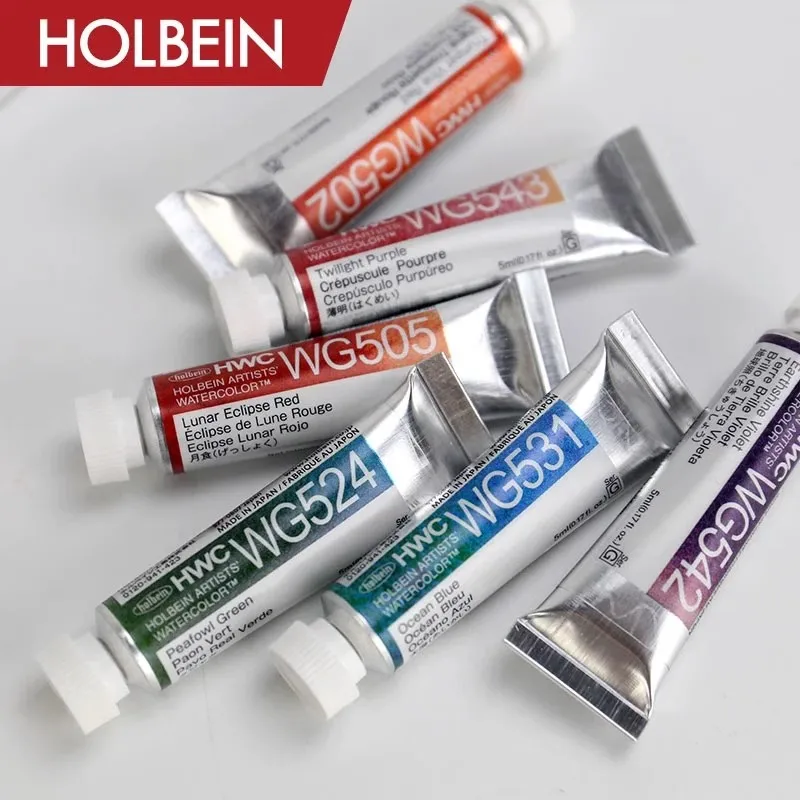 Holbein Artist Watercolor Granulating Colors 6 X 5ml Transparent Tube acuarela Paint Set Masters Beginner Painting Supplier