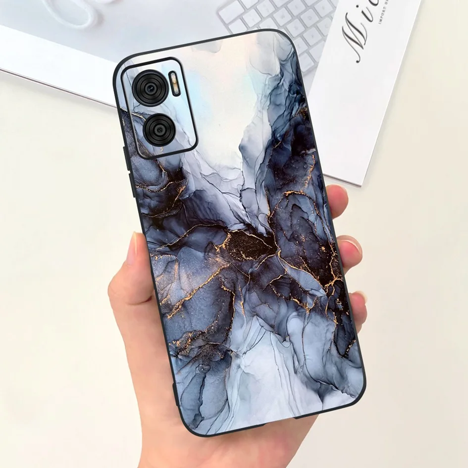 Stylish Marble Flower Soft Silicone Phone Case for Motorola Moto E Series