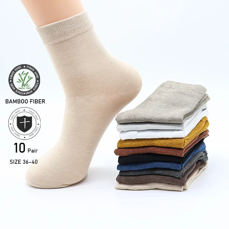 10 paar frauen Bambus Faser Socken Harajuku Retro Einfarbig Casual Damen Set Schwarze Socken Koreanischen Stil Weiße Socken Großhandel