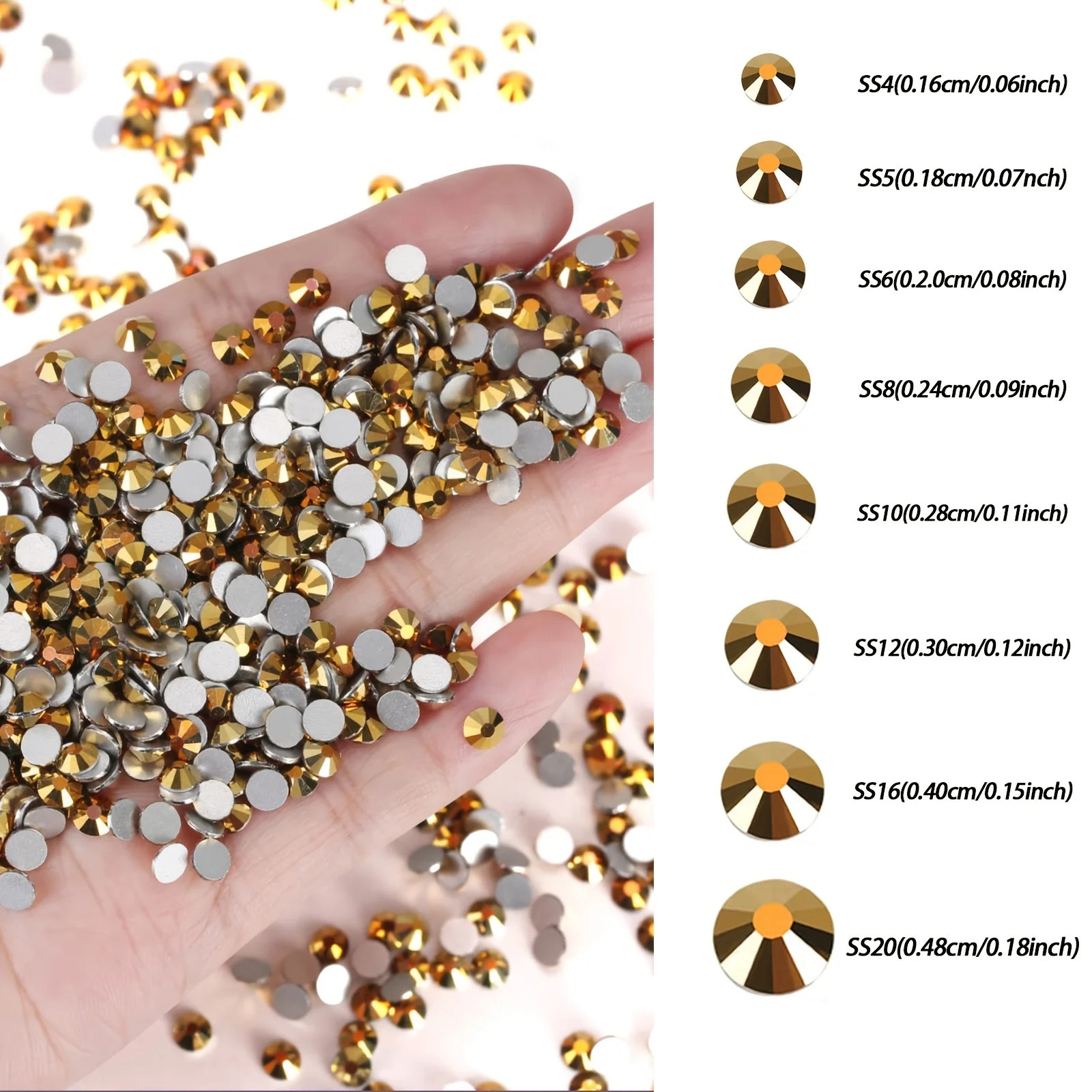 1440pcs Gold Crystal Flatback Non Hot Fix Rhinestones Stones Beads Glass Jewelry Charm Nail Art Decorations Jewelry Accessories 5