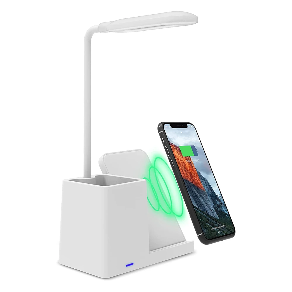 

Table Lamp Wireless Charging With Pen Holder Led Desk Lamp Study Office Light Stepless Dimming Bedside Table Light