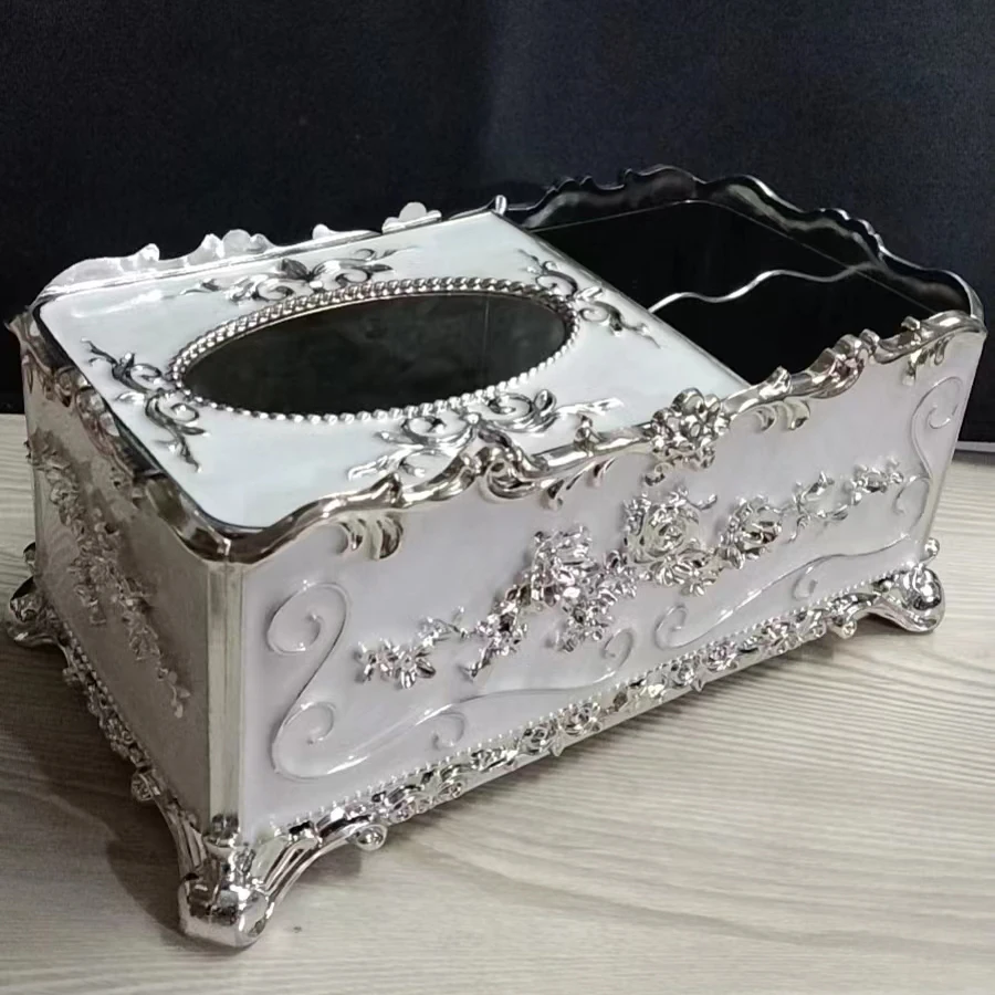 1 Stück Multifunktionale Taschentuchbox im europäischen Stil, Aufbewahrungsbox für Fernbedienungen für den Wohnzimmer-Schreibtisch – Detail 4