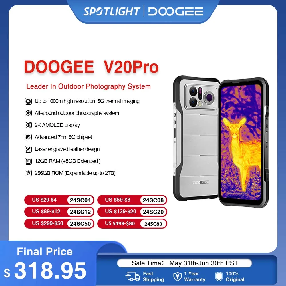 World Premiere DOOGEE V20 Pro Rugged Phone 12GB + 256GB 6.43 