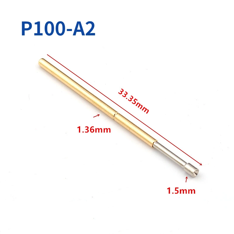 100pcs p160 q2 four jaw plum blossom head spring test pin needle tube outer diameter 1 36mm total length 24 5mm pcb pogo pin 100PCS Spring Test Pin P100-A2 Cup-shaped Head Needle Tube Outer Diameter 1.36mm Needle Length 33.35mm for Circuit Board Testing