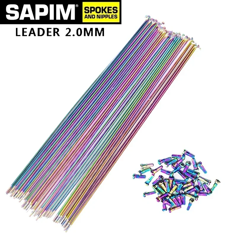 SAPIM Bicycle Spokes Can Choose Any Length Below 310mm 2.0 Round j-bend/Straight pull Rainbow Color With Copper Cap