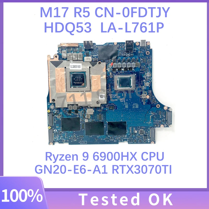 Hdq53 La-L761P Cn-0Fdtjy 0Fdtjy Fdtjy Per Dell M17 R5 Scheda Madre Del Computer Portatile Con Ryzen 9 6900Hx Cpu Gn20-E6-A1 Rtx3070Ti 100% Test Ok