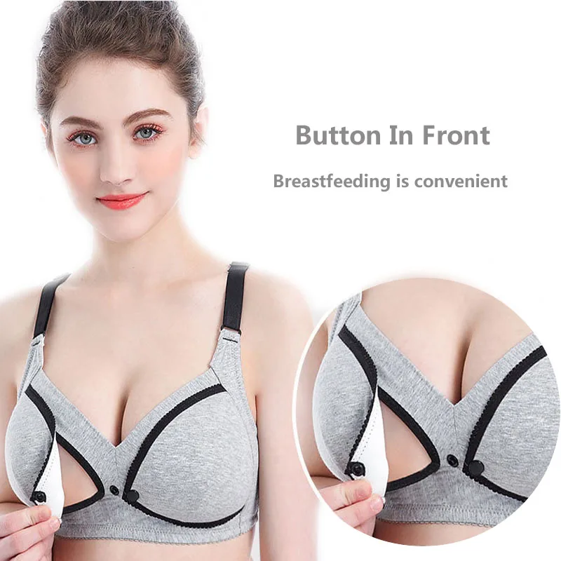 Breastfeeding Bra Natural Color Large Size Nursing Quality Cotton Mother  Wireless Front Open Pregnant Women Wire Free