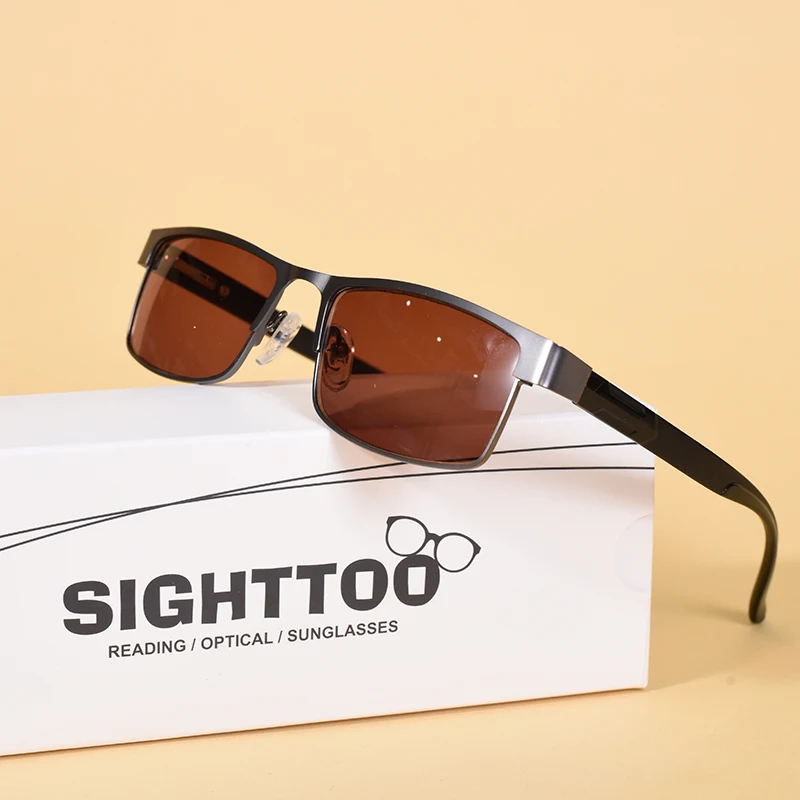 Metall Lesebrille Für Männer Braune Linsen Sonne Lesebrille Frauen Außerhalb Eeyewear Mit Power + 100 + 200 + 300