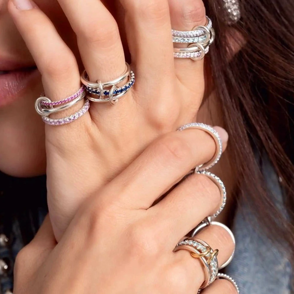 New Stacking Spinelli Kilcollin Rings Iced Out Plain Micro Paved