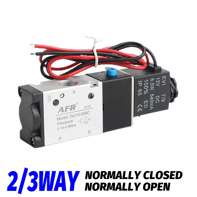 Válvula Solenóide Pneumática do ar Controle Elétrico Válvula Magnética do Gás Normalmente Fechado 3v21008nc 3v110-06nc 3v31010nc 3v410-15nc 2