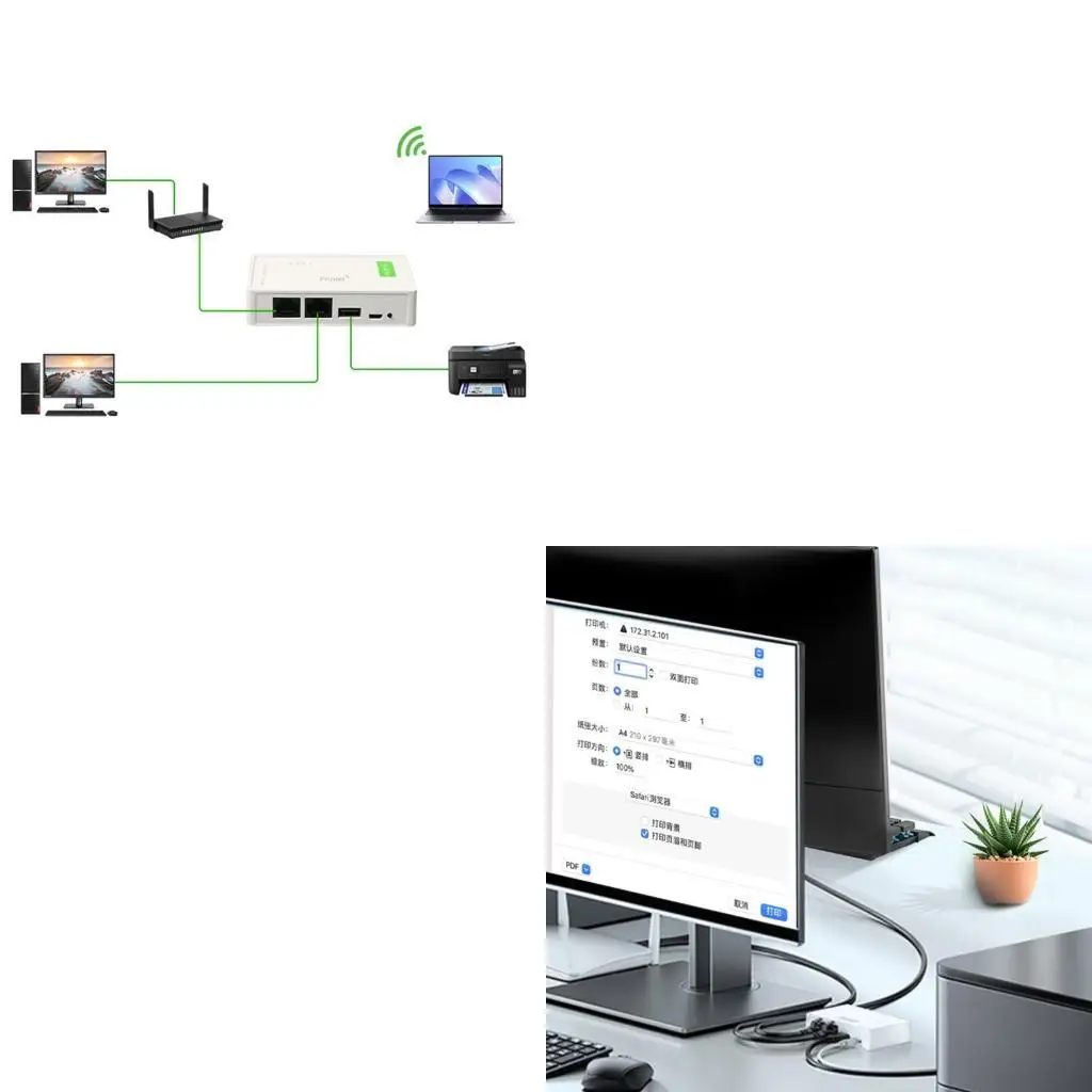Wireless USB Networking Printer Server Sharer Computer Sharing Print Sharing Device RJ45 Printer USB Server 10/100Mbps