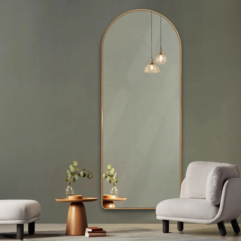 Specchio Minimalista Di Lusso Design Da Parete Bagno Interno Bianco Supporto Per Specchio Da Pavimento Grande In Metallo Specchio Trucco Decorazione D