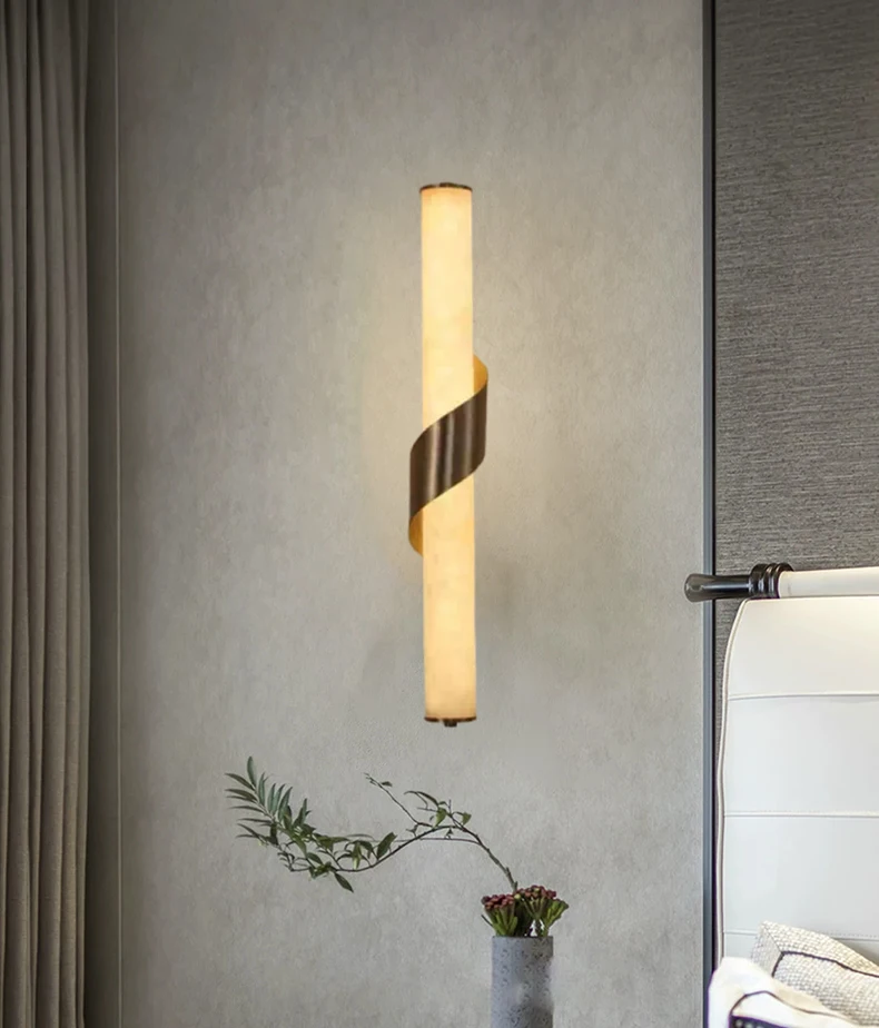 Copper and Marble Wall Sconce