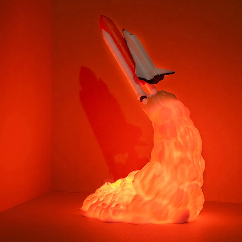 USB 충전식 우주 왕복선 로켓 LED 테이블 램프 3D 프린트 무드등 침실 침..