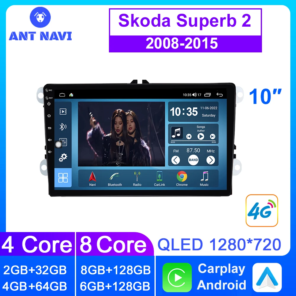 

Мультимедийный плеер AntNavi 10 дюймов для Skoda Superb 2008-2015 Android автомобильное радио DVD видео DSP Авторадио GPS навигация 4G Carplay