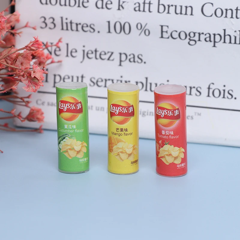 Dollhouse Miniature Food Potato Chips Bottles Mini Simulation Potato Chips Bottle Dolls Kitchen Food Toys 1:12