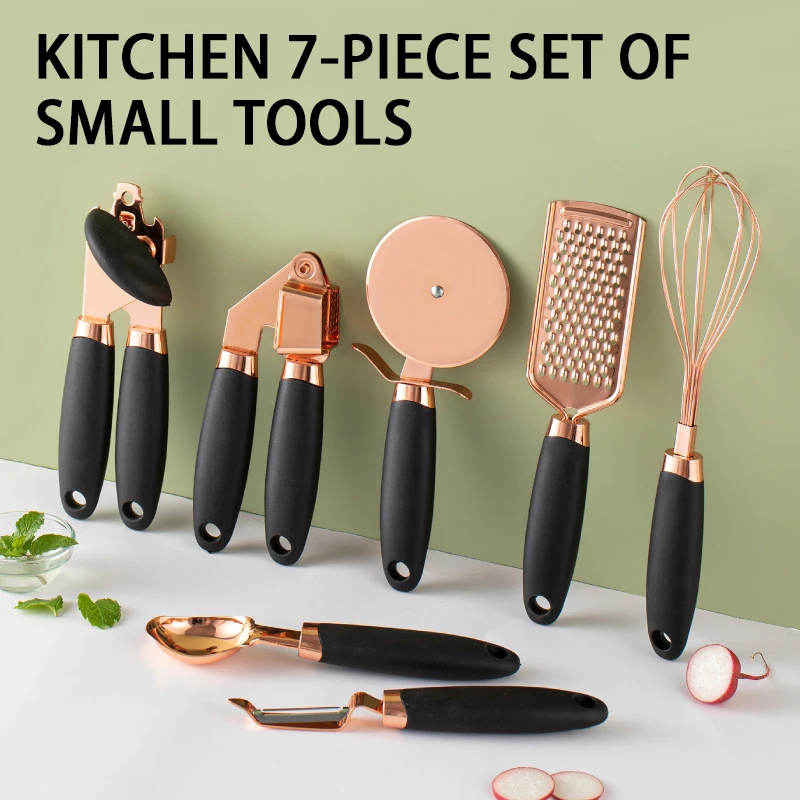 

Kitchen Gadget Set with Handles 7 Pieces Stainless Steel Kitchen Utensil Set Safe Cookware Set Kitchenware Gift