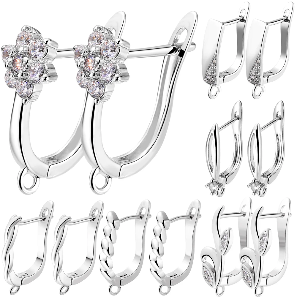 Juya DIY 18K Gold Silver Plated Women's Earring Making Components Basic Earwire Bales Hooks Fastener Earring Locks Supplies