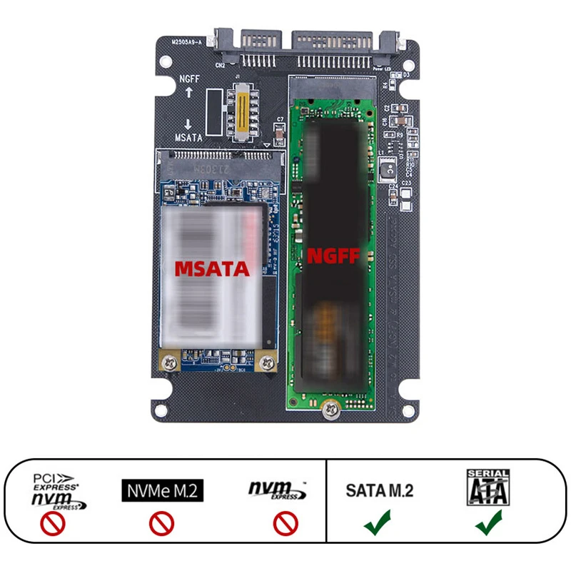 Hard Drive Adapter SSD Adapter Adapter SSD M2 mSATA to SATA3.0 6Gbps Board 2.5