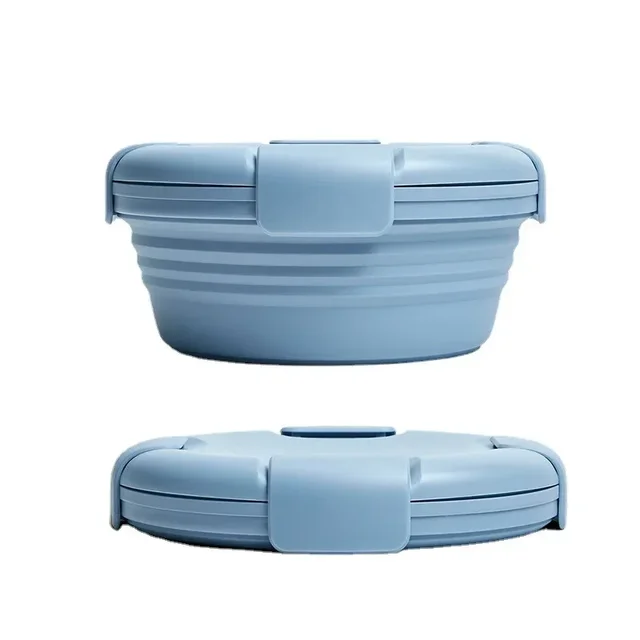 Boîte à lunch pliante en silicone avec couvercle, bol portable, salade pliable, pique-nique, 1100ml 4