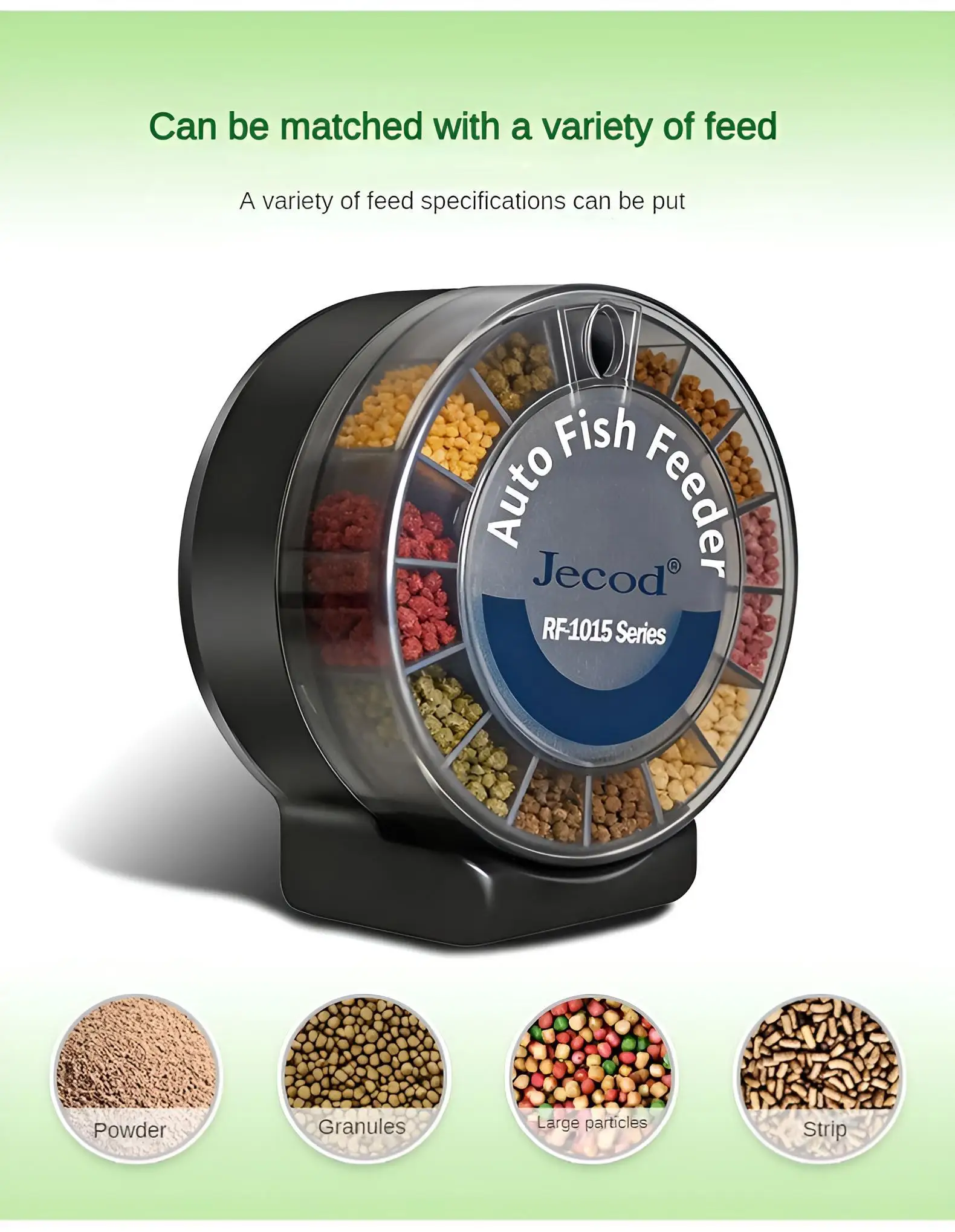 Automatic Fish Feeder｜Dual Moisture-Proof Bins｜100ml Capacity｜Precise Timing｜Anti-Jam Multi-Feed Compatible｜Easy to Clean