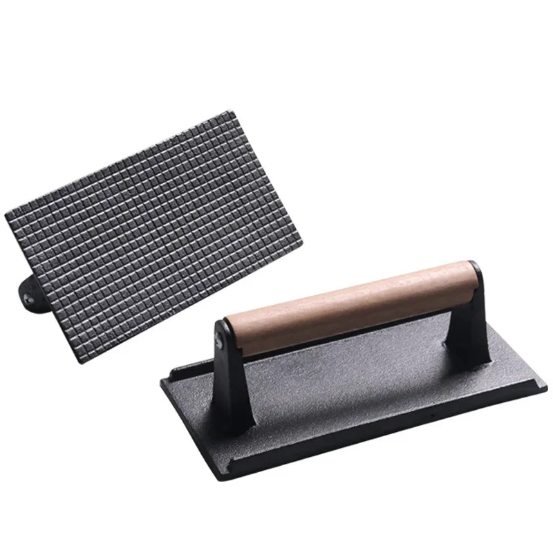 Cast Iron Rectangular Meat Press for Flat Top Grill