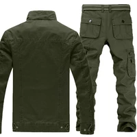 Big Size 6XL Military Sets Men Spring Autumn Military Bomber Jackets+Multi-pocket Cargo Pants 2 Piece Set Windproof Flight Coats 2