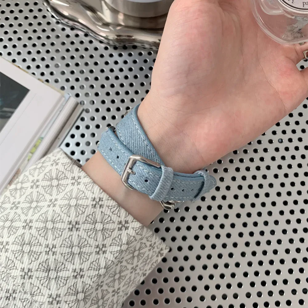 애플 워치 밴드용 럭셔리 스트랩, 더블 투어 디자인 가죽 팔찌, iwatch 시리즈 8, 7, SE, 6, 5, 4, 3, 44mm 울트라, 49mm, 45mm, 40, 41mm