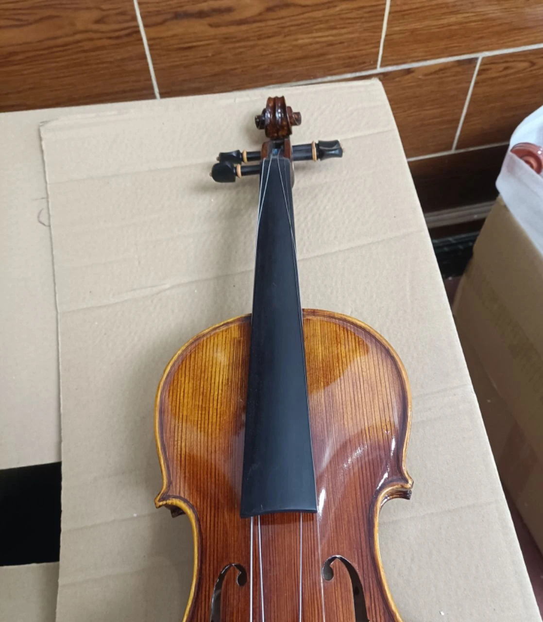 Handmade violin 4/4 3/4 solid wood tiger pattern dark brown violin beginner professional stringed instrument with Brazilian bow