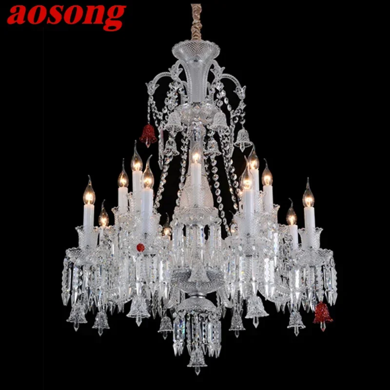 

AOSONG Luxurious Style Crystal Pendant Lamp European Candle Lamp Art Living Room Restaurant Bedroom Villa Chandelier