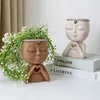 Face Flower Pot Girl Planter Figure Art Statue Ornament Home Human Resin Decorative Potted with Drainage Hole Gift For Her/Him 1