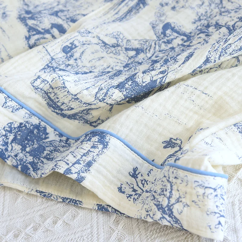 Kurzarm Nachtwäsche Pyjama Set gedruckt 100% Baumwolle 3 Stück Nachtwäsche Home Anzug Frauen Freizeit Nachtwäsche Pyjama Femme Eté – Detail 21
